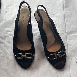 Bandolino Black Peep-Toe Slingback Heels